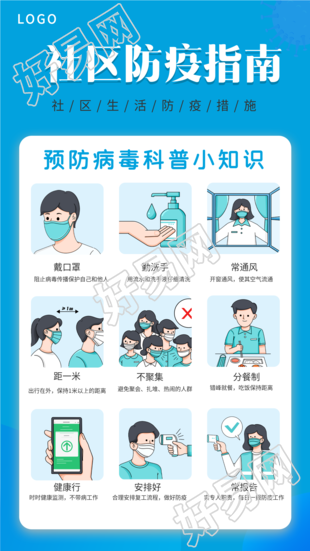 社区防疫指南预防病毒科普小知识海报