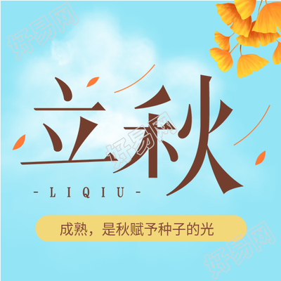 蓝天白云银杏叶子白云飘落立秋首次图