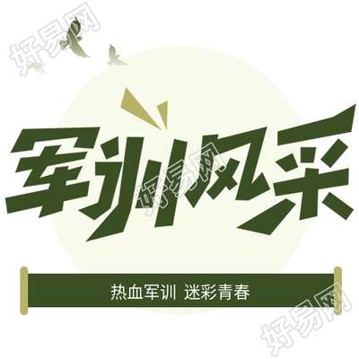 军训风采热血军训迷彩青春绿色条幅公众号次图