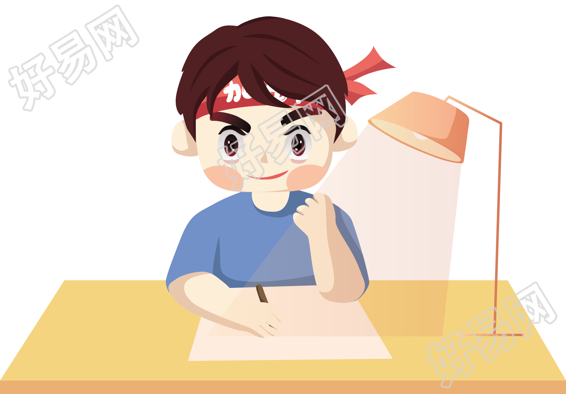 学习/备考的小男孩