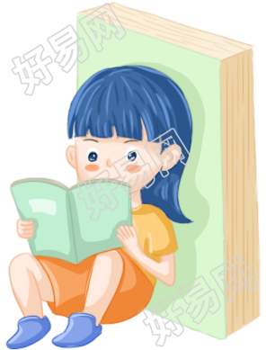 背靠书的女孩