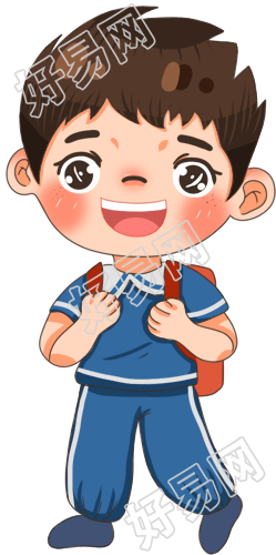 背书包上学的小男孩