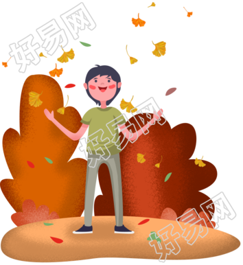 秋天场景小男孩