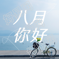 海边实景八月你好创意微信公众号次图