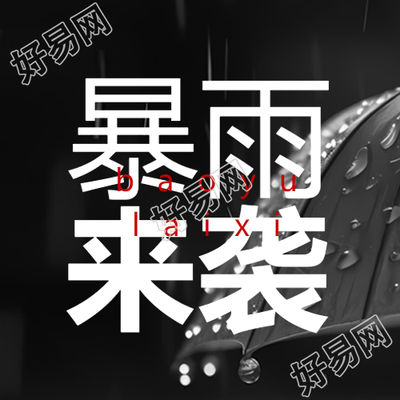 黑白简约暴雨来袭注意防护微信公众号次图