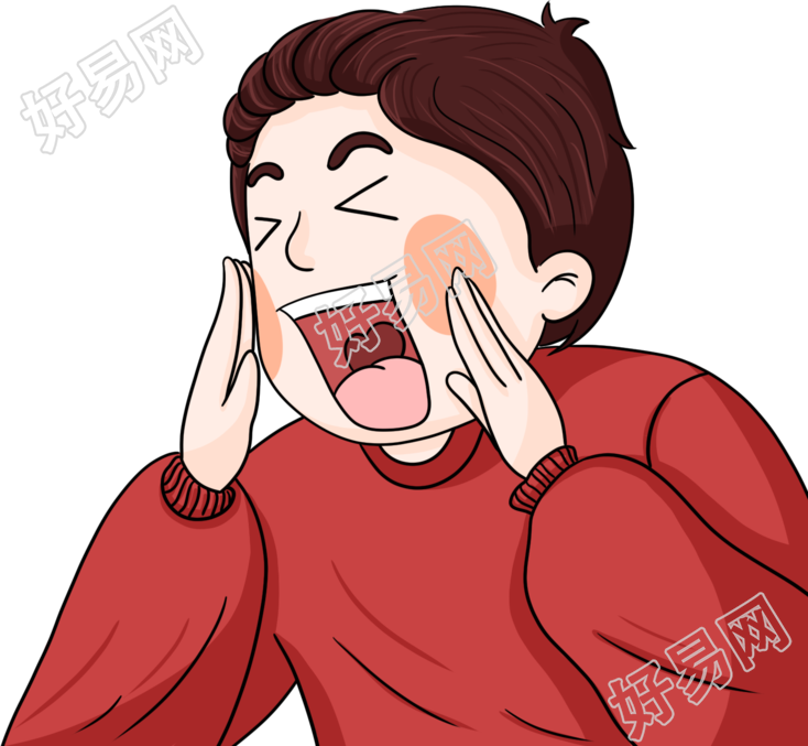 开心呐喊小男孩