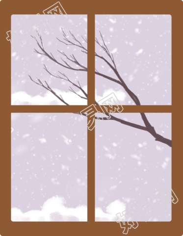 冬至节气窗户雪景
