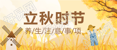 立秋养生稻草人秋叶风车卡通公众号首图