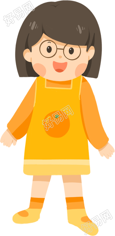 卡通可爱戴眼镜女孩