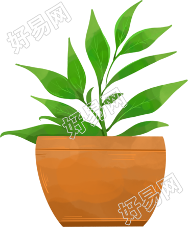 卡通绿色植物盆栽
