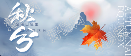 蓝色渐变二十四节气秋分微信公众号首图