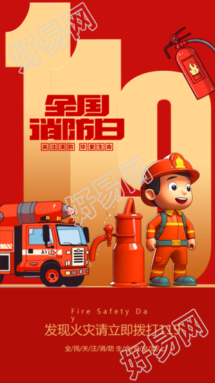 全民关注消防生命安全至上创意手机海报
