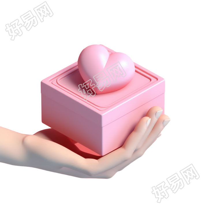 粉色爱心礼盒图形素材