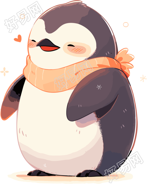 幼儿读物插画胖乎乎卡通企鹅插图
