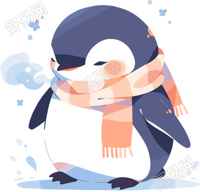 戴围巾的胖企鹅卡通头像素材