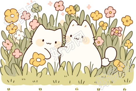 卡通风格可爱猫咪简约线描素材