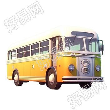 卡通图标黄色公交车PNG插画