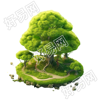 创意设计绿树和草坪插画素材