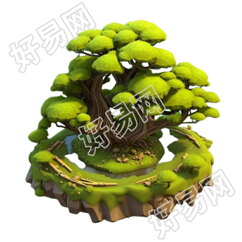 树冠茂盛的大树商用插画