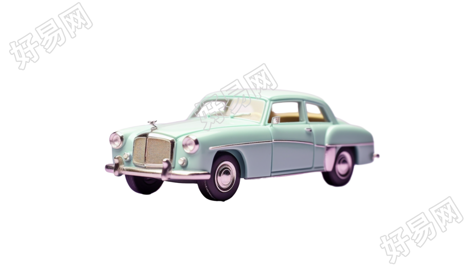 绿色和白色汽车3D模型插画