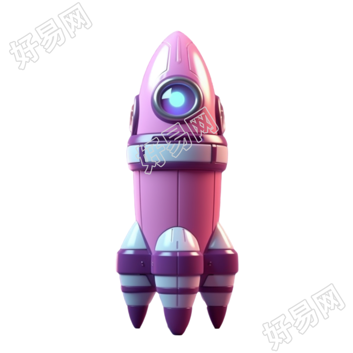 星星艺术团风格的玩具火箭插图