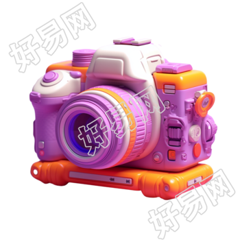 3D立体粉紫色相机模型可商用素材