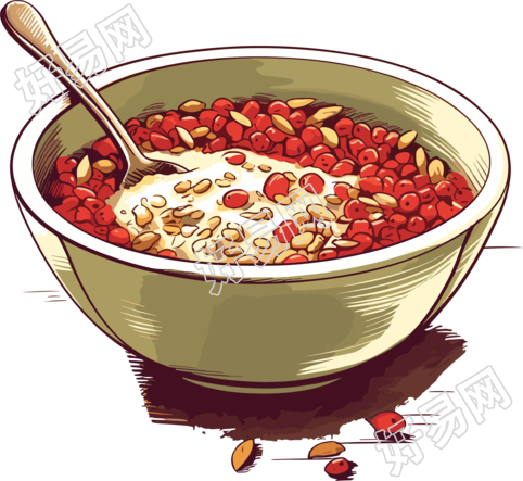 碗装浆果燕麦粥插画素材