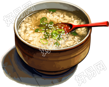 透明背景大米粥美食素材
