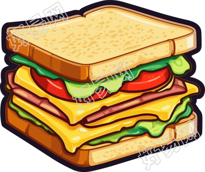 卡通食物三明治贴纸商业设计插图