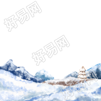 小雪节气雪后的山坡美景PNG插图