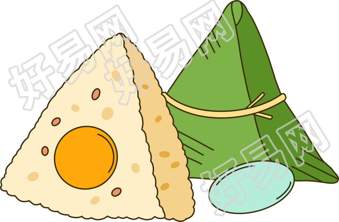 咸蛋黄粽子透明背景手绘插画