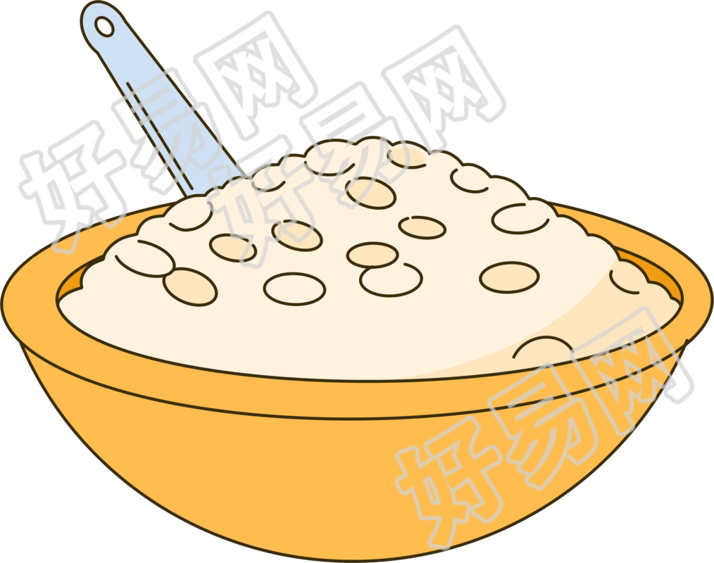 黄色碗中盛满营养均衡的饭手绘素材