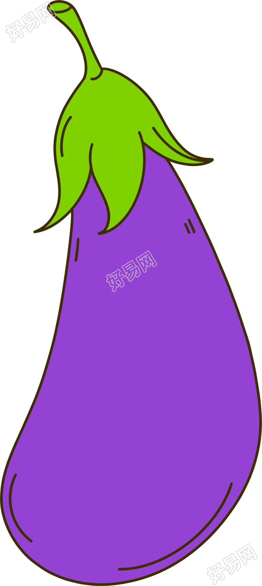 手绘紫色茄子透明背景插画