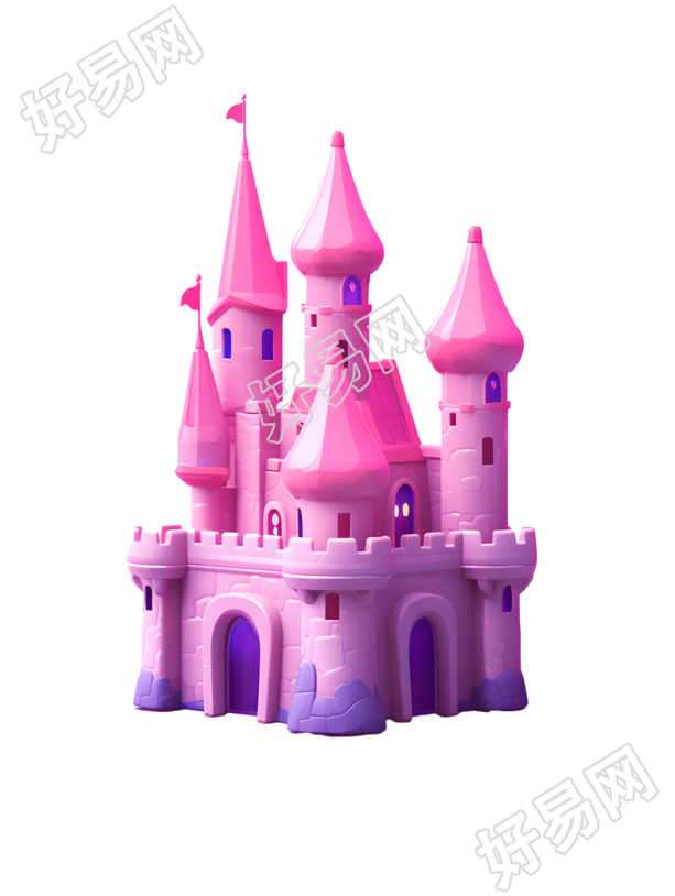 卡通万圣节粉色城堡商业设计素材