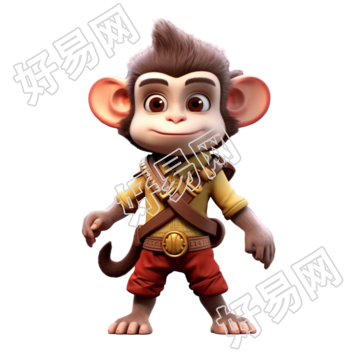 可商用的3D小猴子插画设计元素