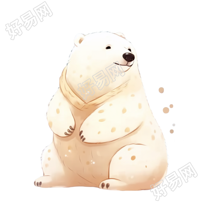 千选风格白色北极熊插画图片