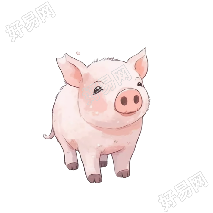 迷人动漫风格粉色小猪插画