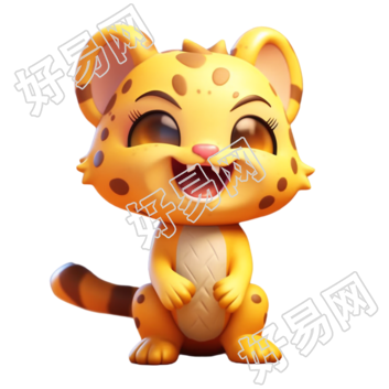 可爱动漫风格橙黄色猎豹贴纸插图