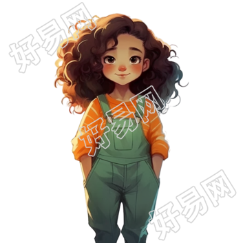 可爱卡通女孩PNG图形素材