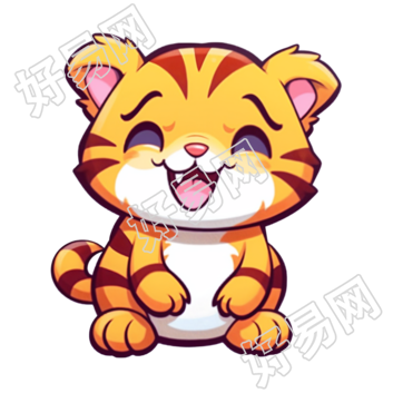 可爱动漫老虎贴纸插画