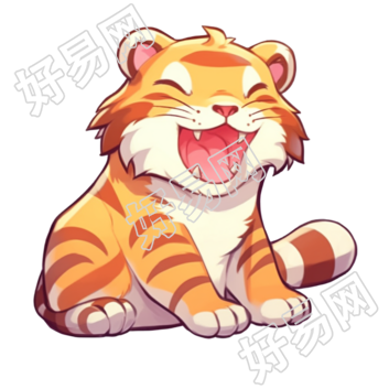 卡通老虎贴纸透明背景素材