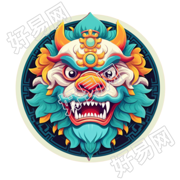创意设计中国狮子透明背景插画