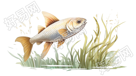 白色背景下的鱼插图素材