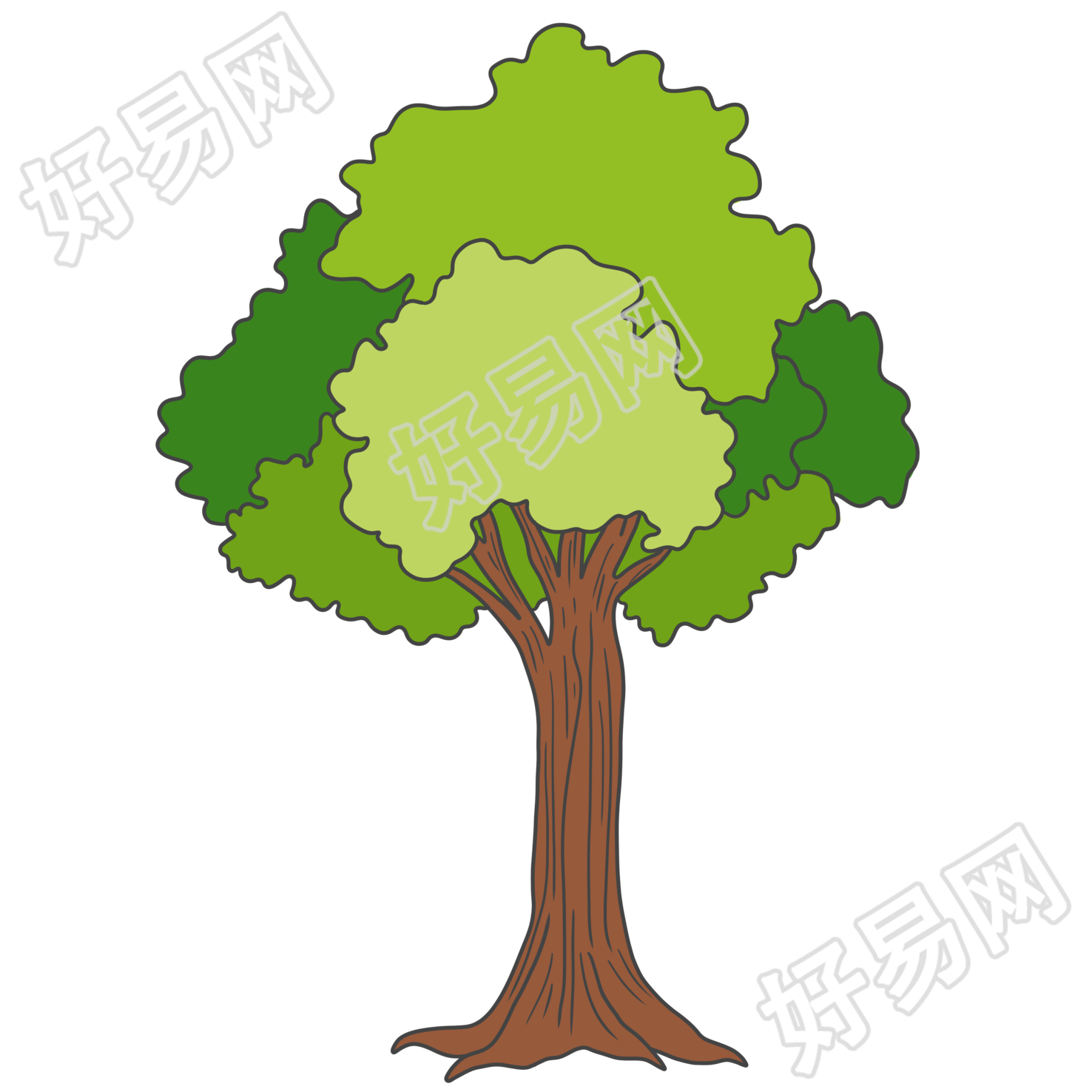 手绘童趣风大树PNG插画