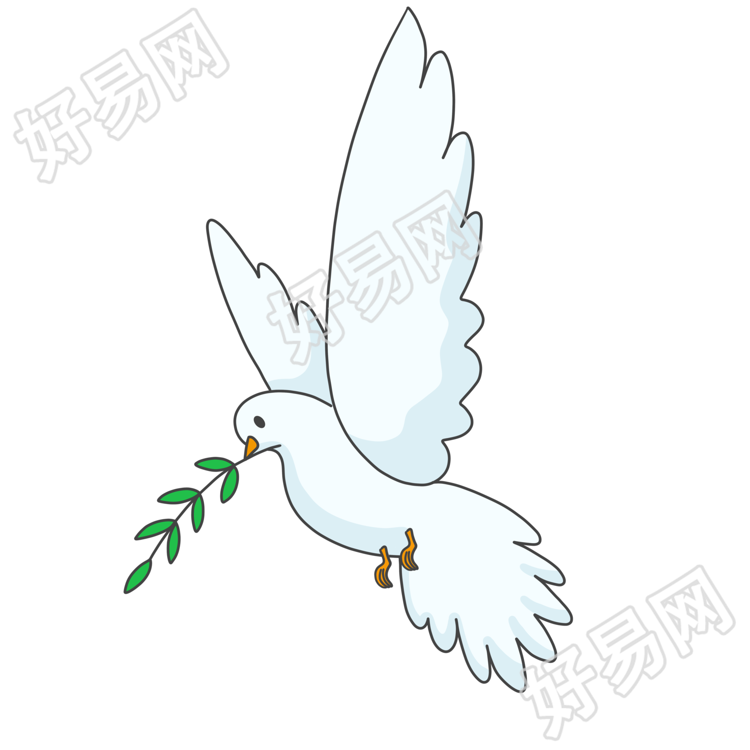 国庆节和平白鸽手绘商用素材