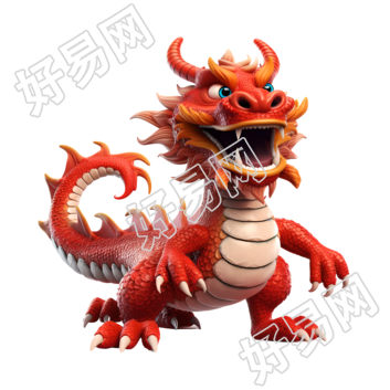 高清透明背景定制化的中国龙插画