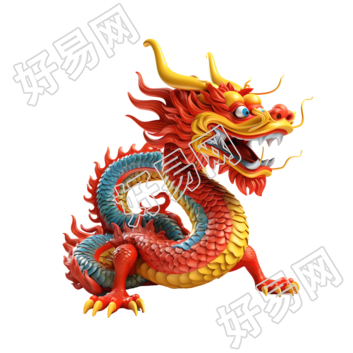 高清创意设计元素3D卡通中国龙插图