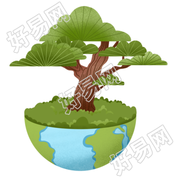 透明背景地球上的树木创意素材