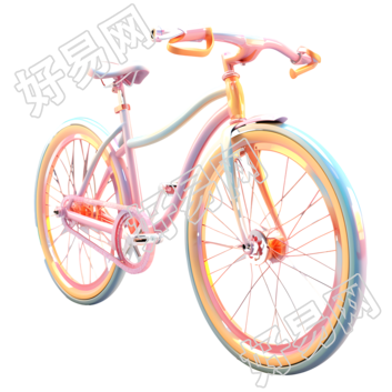 彩虹色自行车Cinema4D渲染