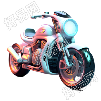 粉色风格的卡通摩托车3D动画素材